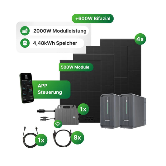 Balkoncentrale van 2000W + Marstek B2500-D opslag 4,48 kWh + Tsun 800W omvormer