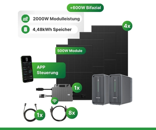 Balkoncentrale van 2000W + Marstek B2500-D opslag 4,48 kWh + Tsun 800W omvormer